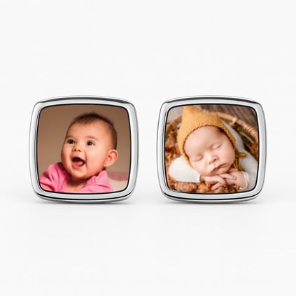 Personalised Photo Upload Chrome Cufflink Set