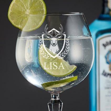 Personalised Stag Vintage Gin Ballon Glass