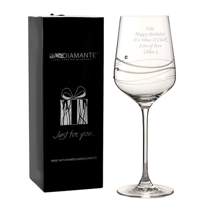 Personalised Wine Glass With Beautiful Swarovski Crystals