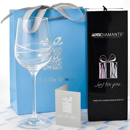 Personalised Wine Glass With Beautiful Swarovski Crystals