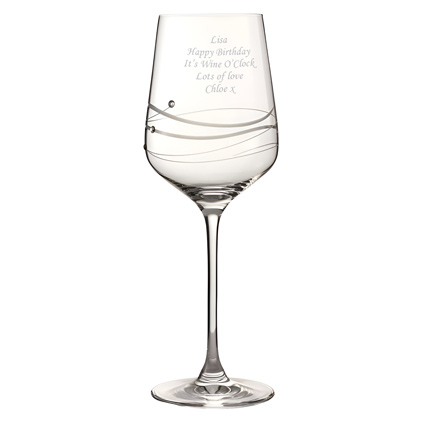 Personalised Wine Glass With Beautiful Swarovski Crystals