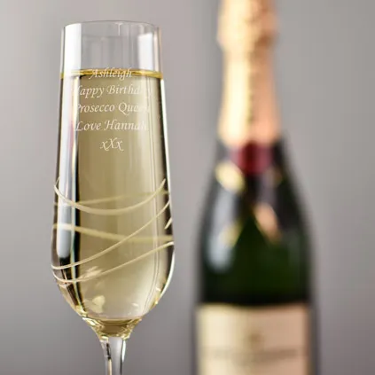 Personalised Swirl Cut Champagne Flute