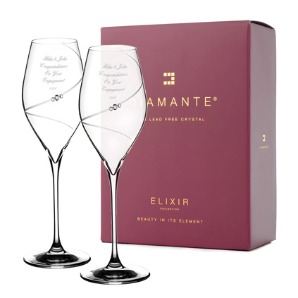 Personalised Swarovski Prosecco Glasses Pair