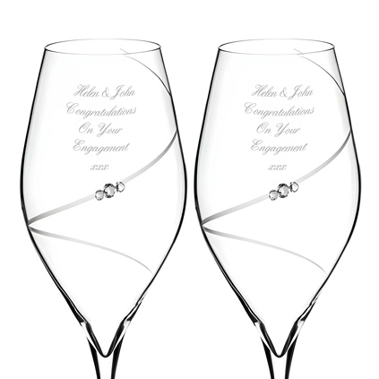 Personalised Swarovski Prosecco Glasses Pair