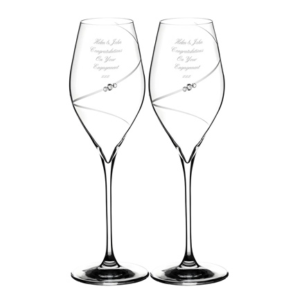 Personalised Swarovski Prosecco Glasses Pair