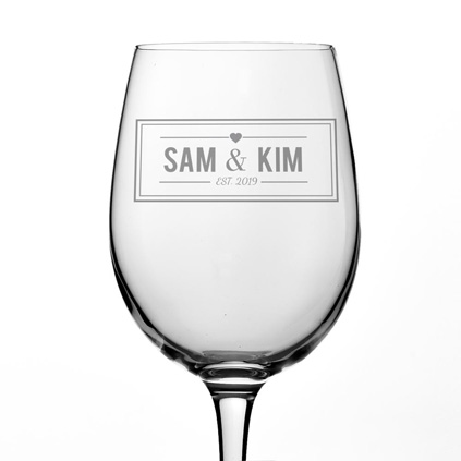 Engraved Valentines Wine Glass For Couples