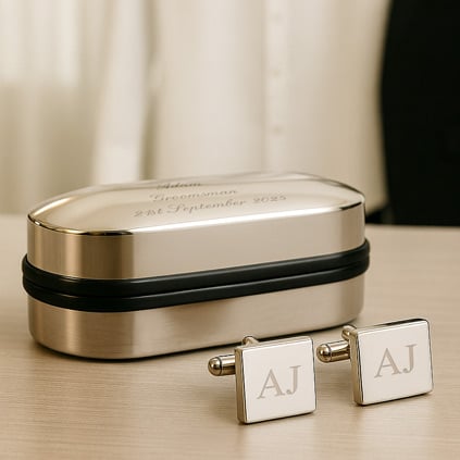 Engraved Groomsmen Cufflinks And Gift Box