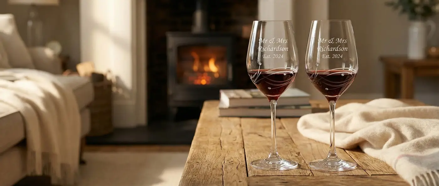 Personalised Wine Glasses in a lifestyle setting
