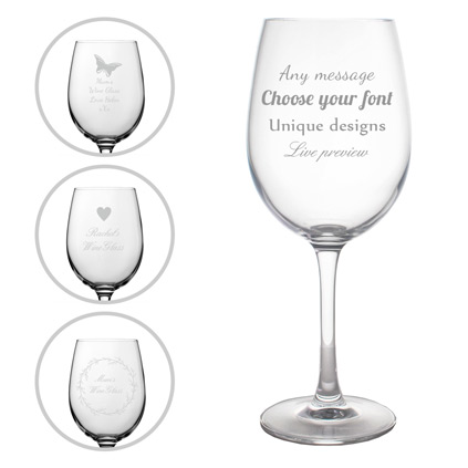 Engraved Wine Glass Choose Your Bespoke Design