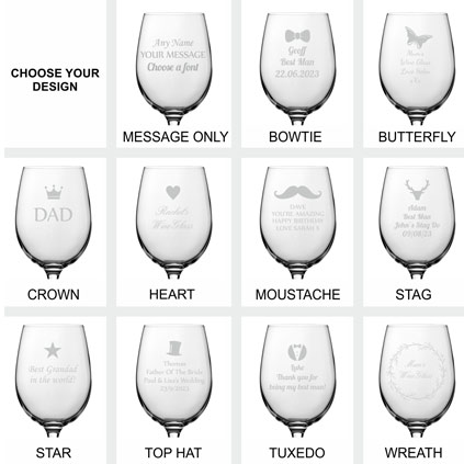 Engraved Wine Glass Choose Your Bespoke Design