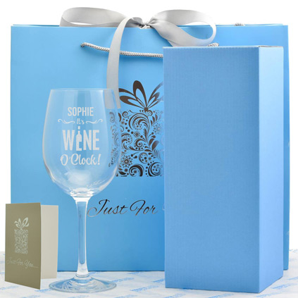 Wine O Clock Personalised Wine Glass