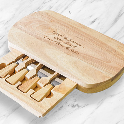 Personalised Large Wooden Cheeseboard Set