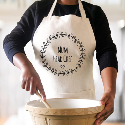 Personalised Apron - Wreath Heart Design Any Message