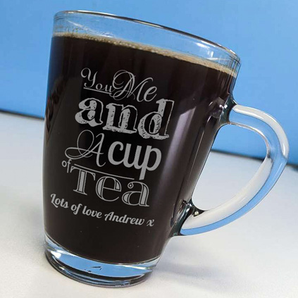 You Me And A Cup Of Tea Personalised Glass Mug