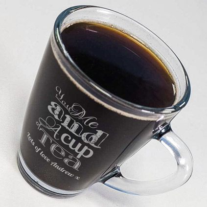 You Me And A Cup Of Tea Personalised Glass Mug